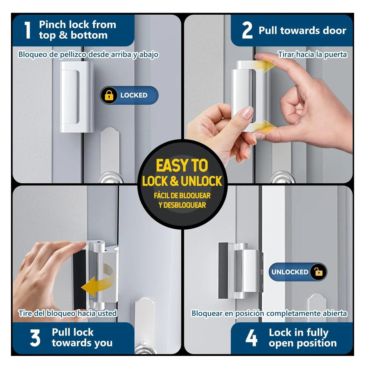 Back To School Security Door Hardware – Heavy-Duty Aluminum Anti-Theft Lock Latches & Bolts