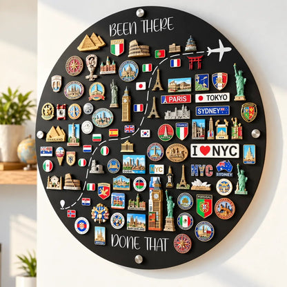 🌍 Travel Magnet Display Board | “Been There, Done That” Memory Wall