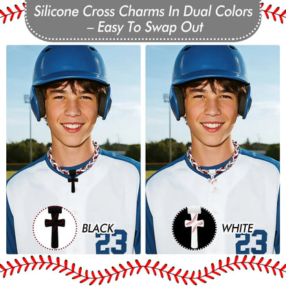 ✝️⚾Triple-Rope Tornado Baseball Necklace – Cross Charm Pendant with 'I CAN DO ALL THINGS PHL4:13'