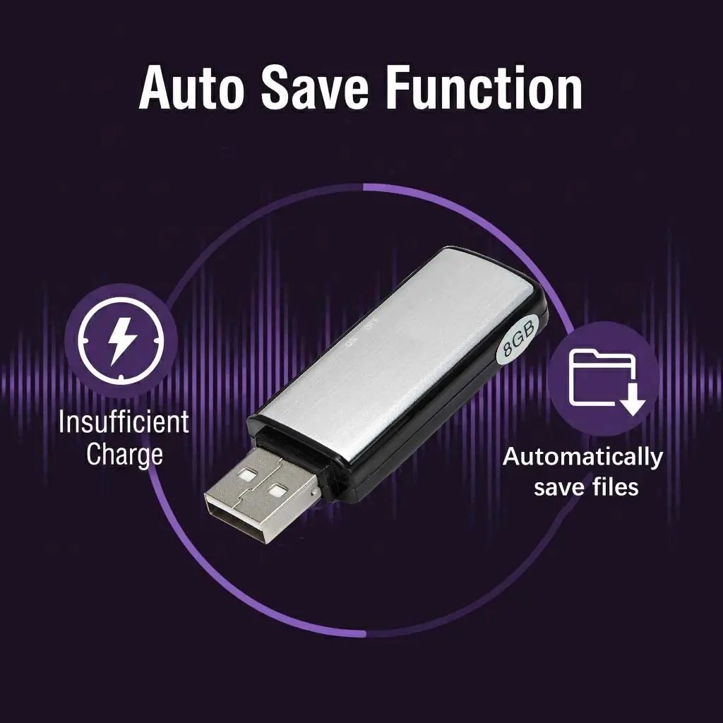 Usb Flash Drive Voice Recorder 2-in-1 – Voice Activated, Smart Noise Reduction, Auto File Save
