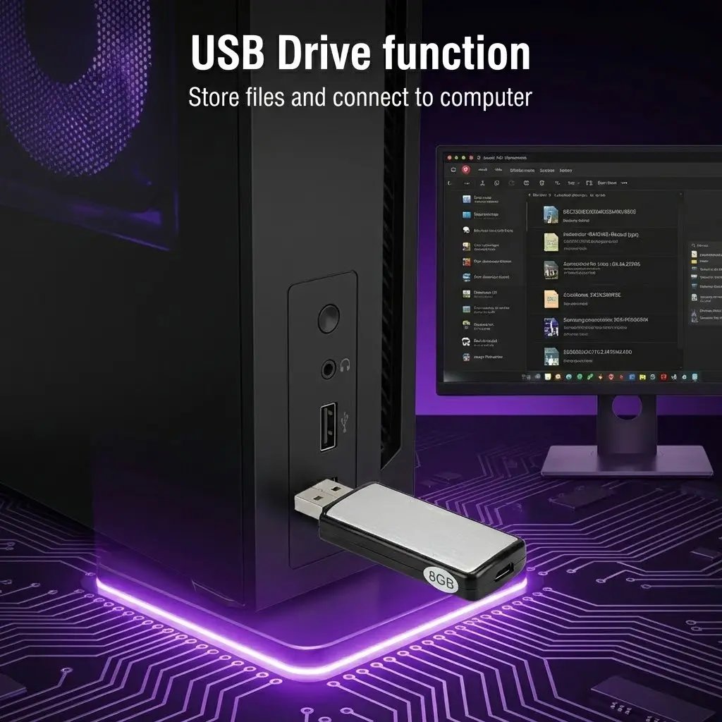 Usb Flash Drive Voice Recorder 2-in-1 – Voice Activated, Smart Noise Reduction, Auto File Save