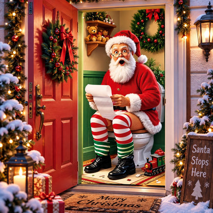 🎅Christmas Door Curtain – Stretchy Santa and Reindeer Door Decoration