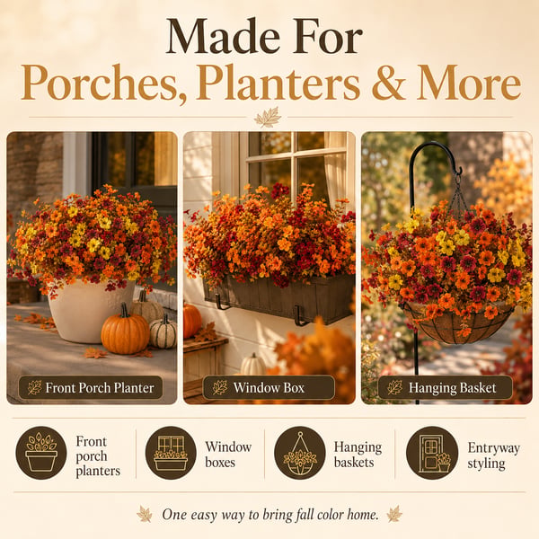 UV-Resistant Artificial Daisy Flowers for Fall Decor Halloween