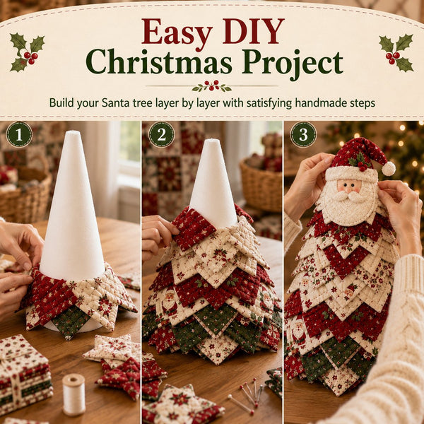 🔥Last Day 50% OFF ✨DIY Quilted Santa Christmas Tree Kit