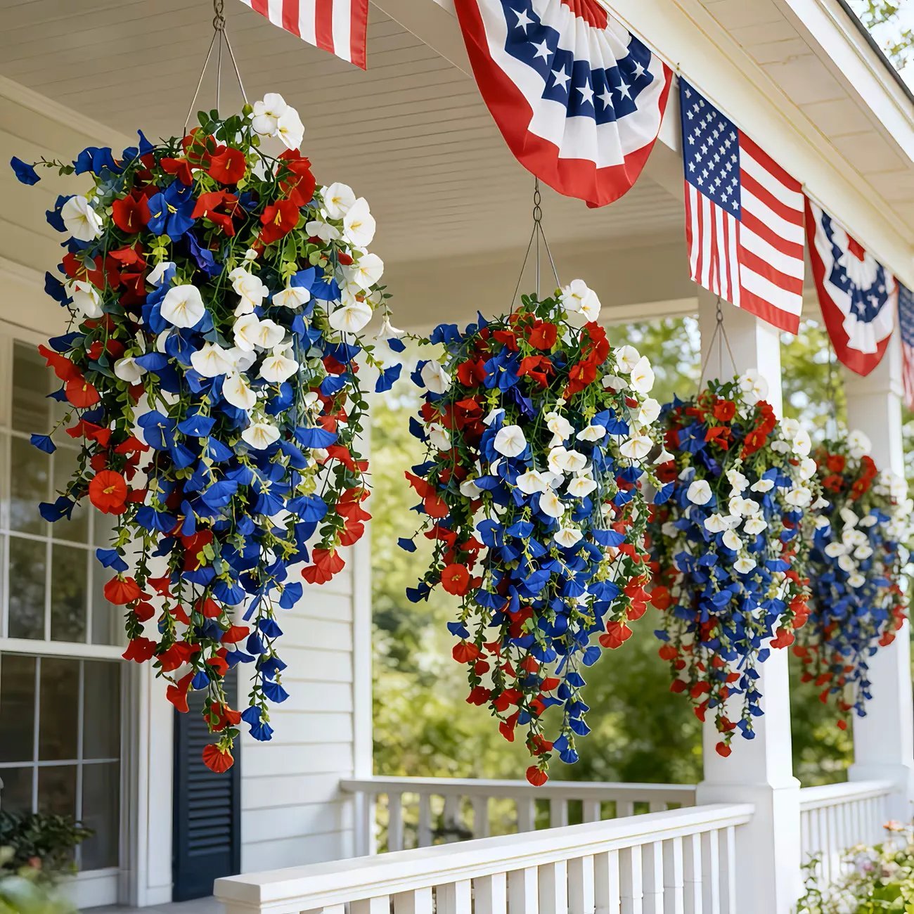 ✨Celebrate America’s 250th Anniversary with Patriotic Hanging Flower Baskets