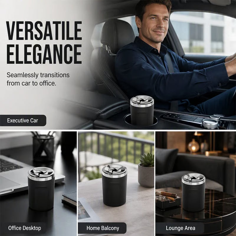 Rotating Sealed Lid Car Ashtray Odor Resistant Auto Cigarette Ashtray Fits Vehicle Cup Holder🌸
