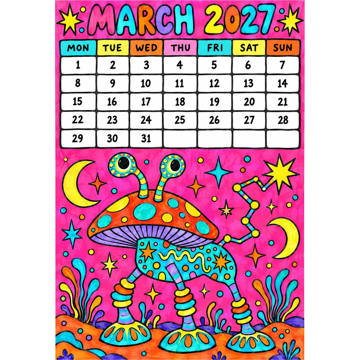 📅🎨2027 Whimsical Art Wall Calendar – 12-Month Fantasy Illustration Calendar