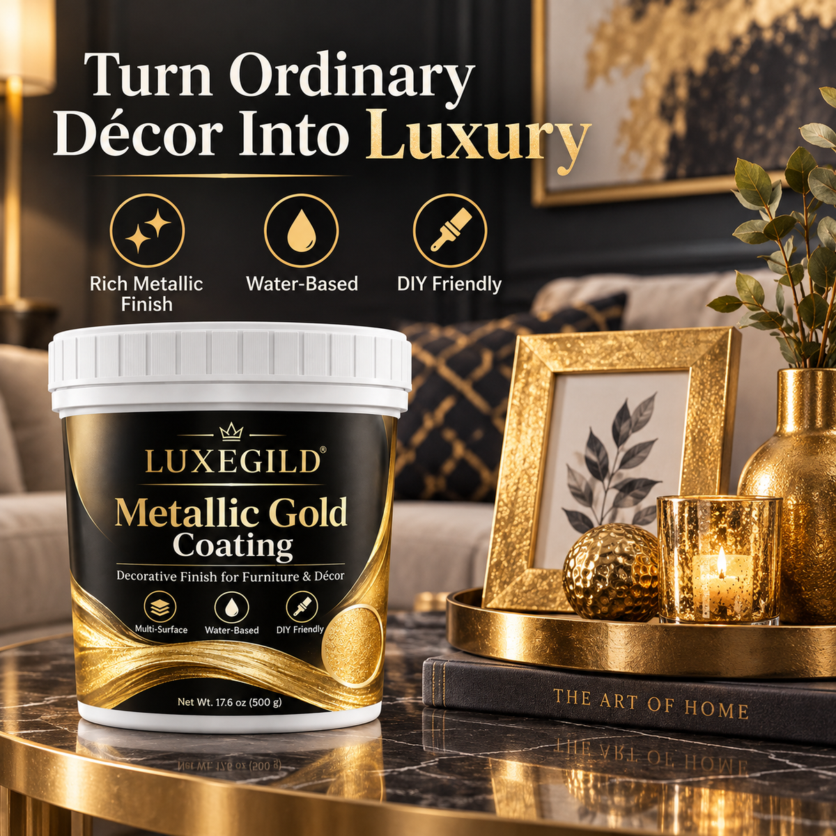✨ Metallic Gold Coating – Luxury DIY Finish for Furniture & Home Décor