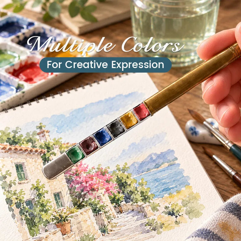 Portable Paintbrush And Colors Set