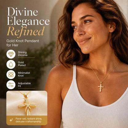 Women's Sparkling Twisted Knot Cross Pendant Necklace – Elegant Faith-Inspired Design with Brilliant Shine ✨