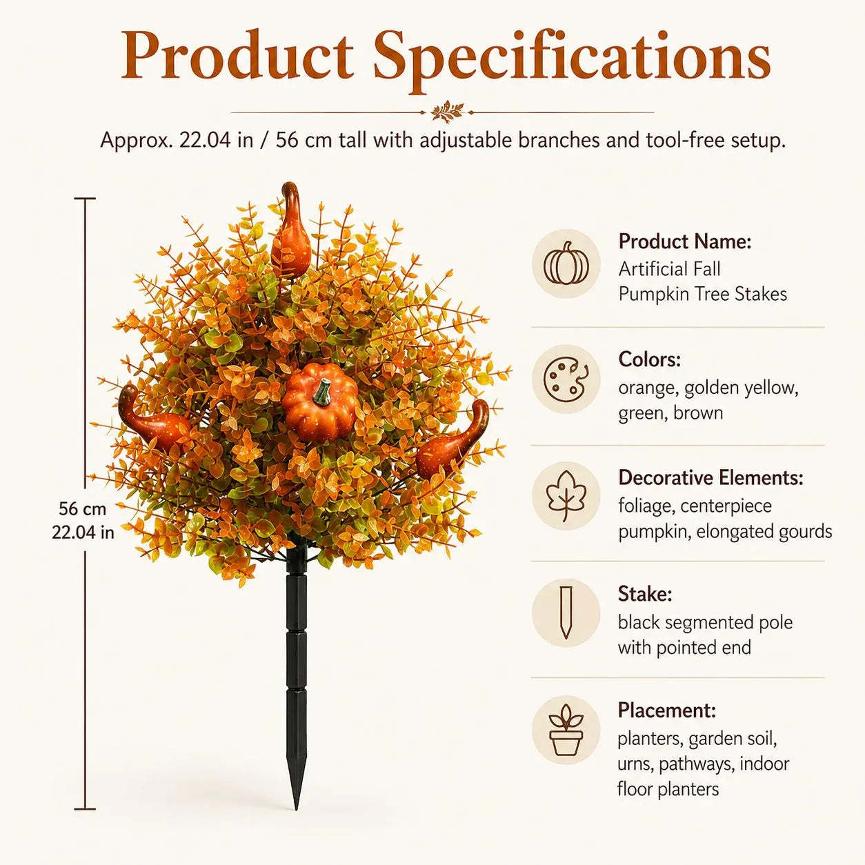 💥Limited Stock 49% OFF-🍂Artificial Fall Pumpkin Tree Stakes– 🧡Full, Lush & Fade-Resistant