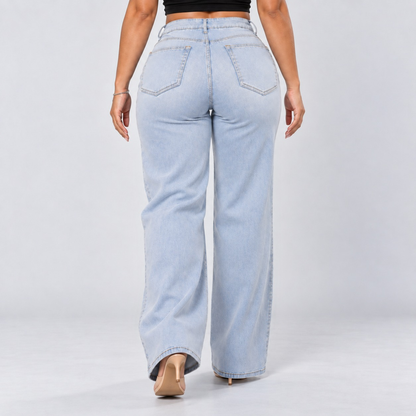 Mid-Low Rise Stretch Wide-Leg Jeans