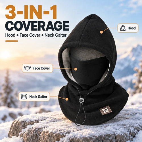 Winter Fleece Balaclava Hood- 3-in-1 Face & Neck Gaiter