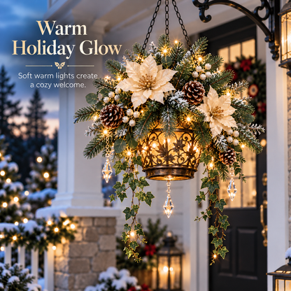 ✨❄️ Frosted Bloom Glow™ | Lighted Hanging Christmas Floral Decor