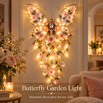 🦋 Butterfly Garden Light ✨ Romantic Floral Glow Wall Decor Gift