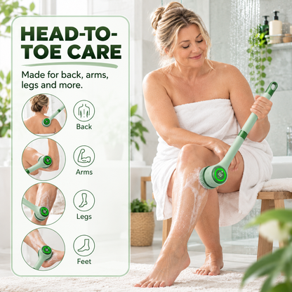 🚿 5-in-1 Long-Handle Electric Body Scrubber with Digital Display 🌿