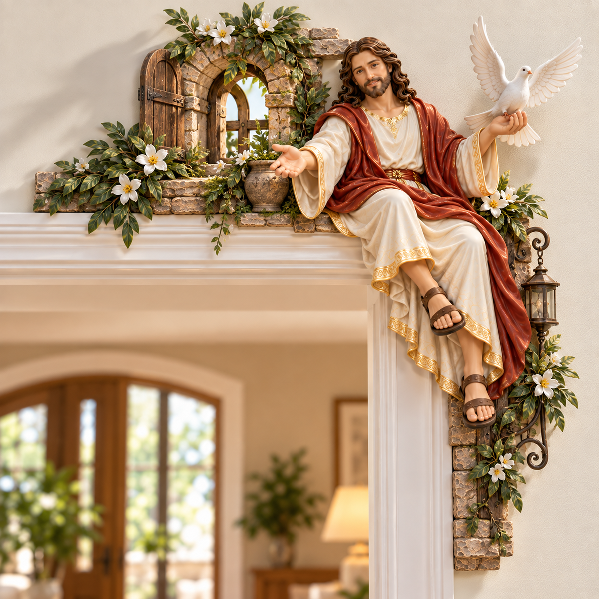 ✝️✨ Jesus at the Doorway – Faith-Inspired Corner Decor Collection