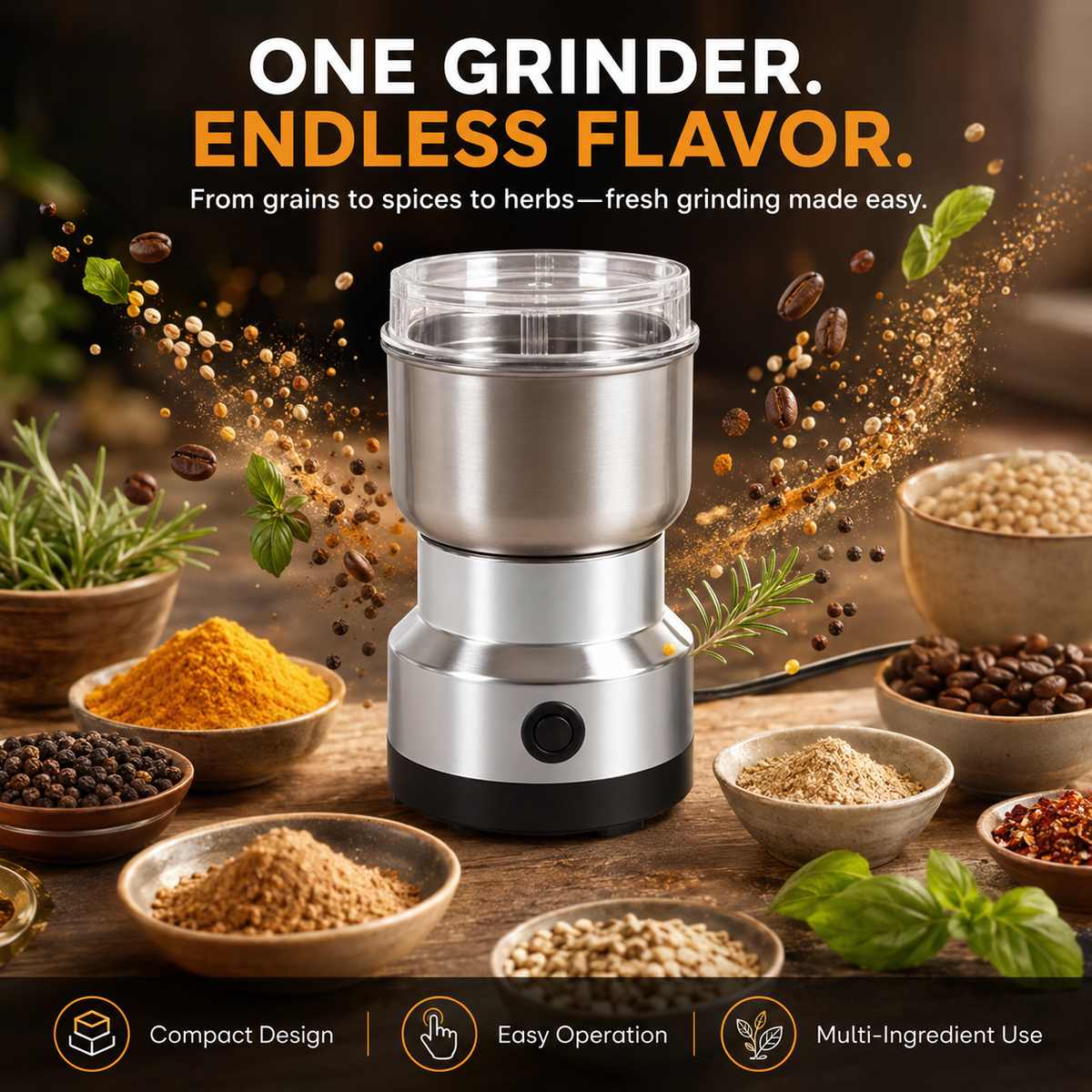 🔥HOT SALE SAVE 50%-💥 High-Speed Stainless Steel Grain Grinder