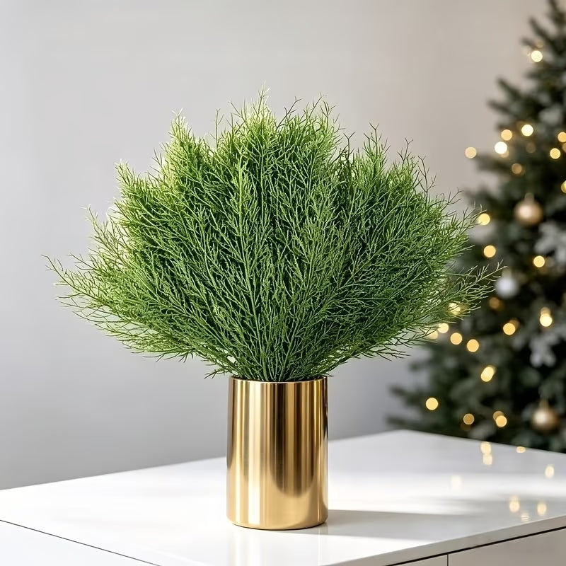 20pcs Artificial Pine Branches, Dense Green Needles, Thickened Plastic Material - Wreaths And Table Centerpieces For Indoor/Outdoor Use, Suitable For Christmas, Halloween, Easter, Thanksgiving, And Winter Decorations, Home, Garden, And Party