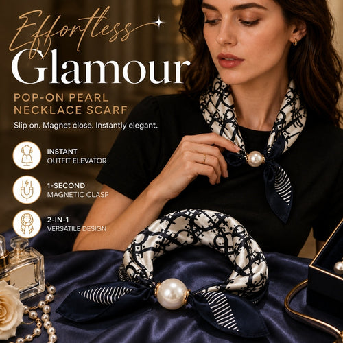 Effortless Glamour: Pop-On PearI Necklace Scarf