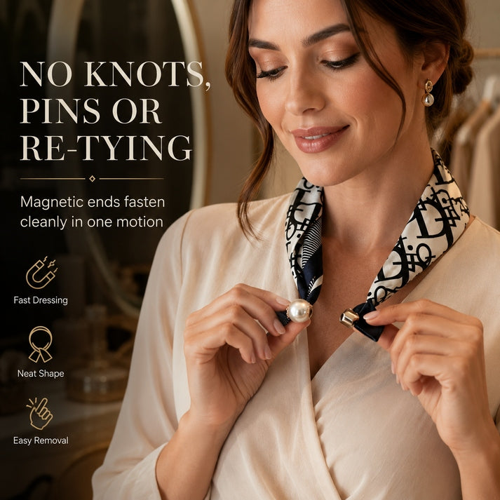 Effortless Glamour: Pop-On PearI Necklace Scarf