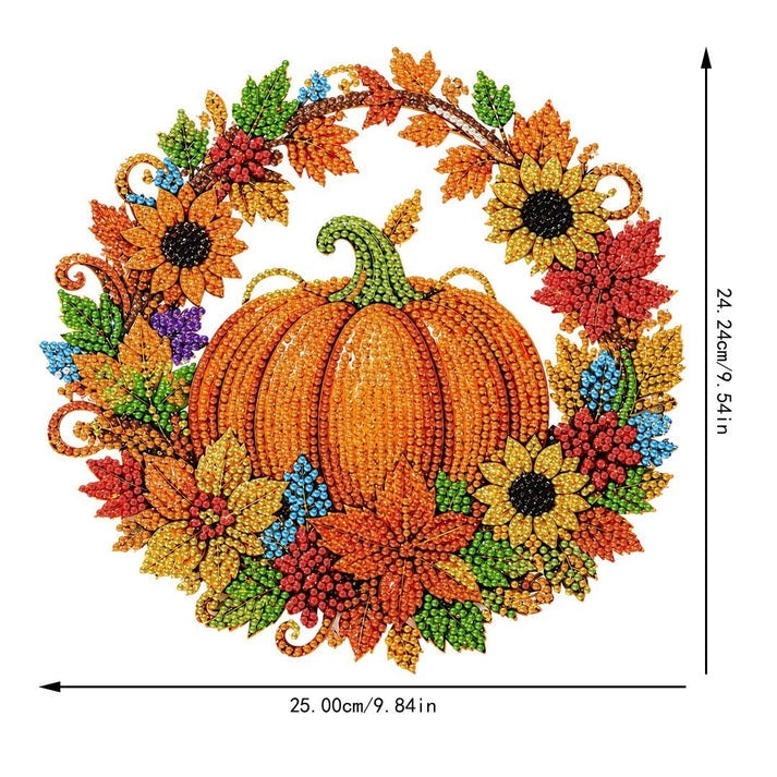 Fall Pumpkin Diamond Art Wreath-Cozy DIY Autumn Decor