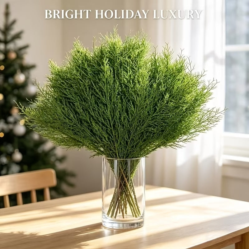 20pcs Artificial Pine Branches, Dense Green Needles, Thickened Plastic Material - Wreaths And Table Centerpieces For Indoor/Outdoor Use, Suitable For Christmas, Halloween, Easter, Thanksgiving, And Winter Decorations, Home, Garden, And Party