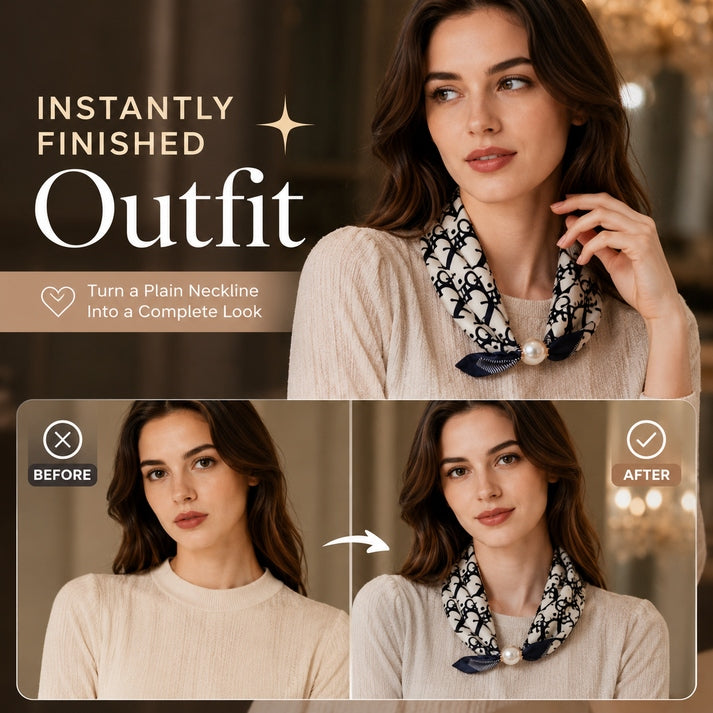 Effortless Glamour: Pop-On PearI Necklace Scarf