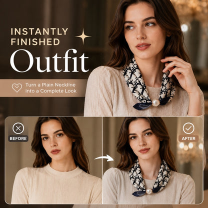 Effortless Glamour: Pop-On PearI Necklace Scarf