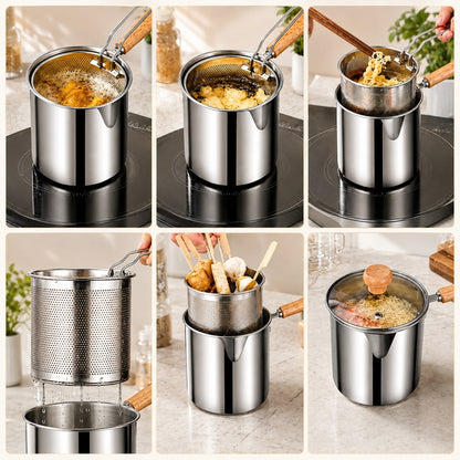 2026 Personal Mini Deep Fryer Set-Stainless Steel Pot With Lift-Out Draining Basket & Food Tongs