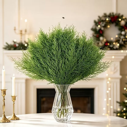 20pcs Artificial Pine Branches, Dense Green Needles, Thickened Plastic Material - Wreaths And Table Centerpieces For Indoor/Outdoor Use, Suitable For Christmas, Halloween, Easter, Thanksgiving, And Winter Decorations, Home, Garden, And Party