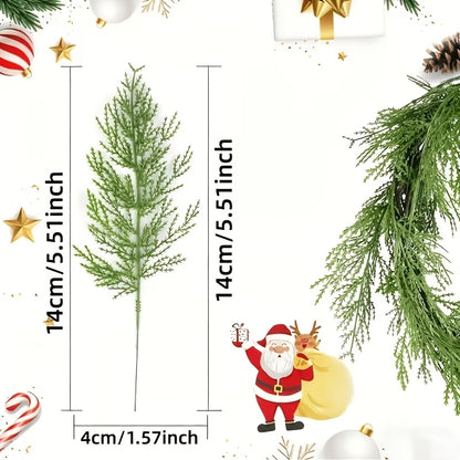 20pcs Artificial Pine Branches, Dense Green Needles, Thickened Plastic Material - Wreaths And Table Centerpieces For Indoor/Outdoor Use, Suitable For Christmas, Halloween, Easter, Thanksgiving, And Winter Decorations, Home, Garden, And Party