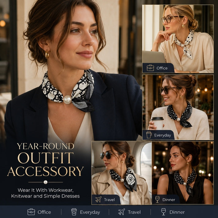 Effortless Glamour: Pop-On PearI Necklace Scarf