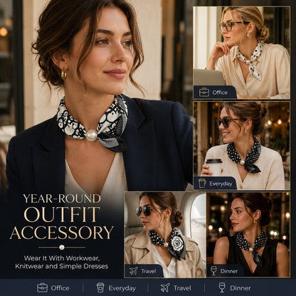 Effortless Glamour: Pop-On PearI Necklace Scarf