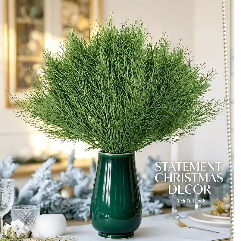 20pcs Artificial Pine Branches, Dense Green Needles, Thickened Plastic Material - Wreaths And Table Centerpieces For Indoor/Outdoor Use, Suitable For Christmas, Halloween, Easter, Thanksgiving, And Winter Decorations, Home, Garden, And Party