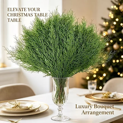 20pcs Artificial Pine Branches, Dense Green Needles, Thickened Plastic Material - Wreaths And Table Centerpieces For Indoor/Outdoor Use, Suitable For Christmas, Halloween, Easter, Thanksgiving, And Winter Decorations, Home, Garden, And Party