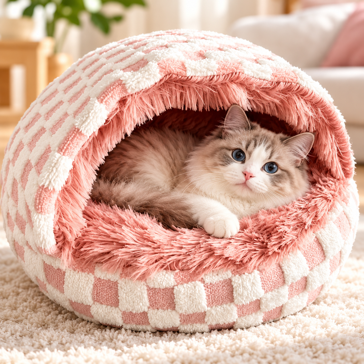 Hooded Plush Cat Cave 🐱☁️