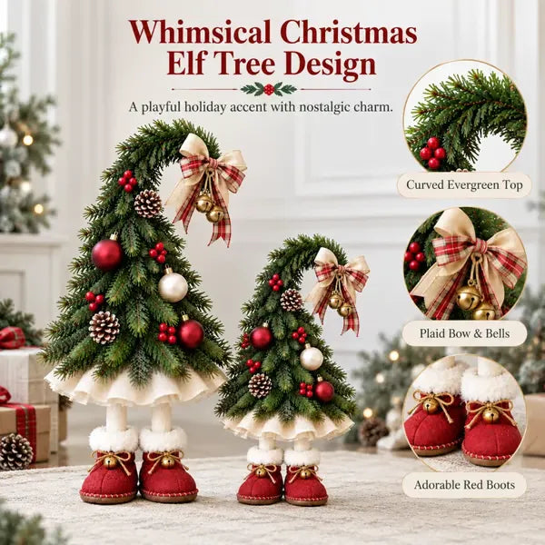 Whimsical Christmas Elf Tree Topper with Red Boots – Bring Holiday Magic Home