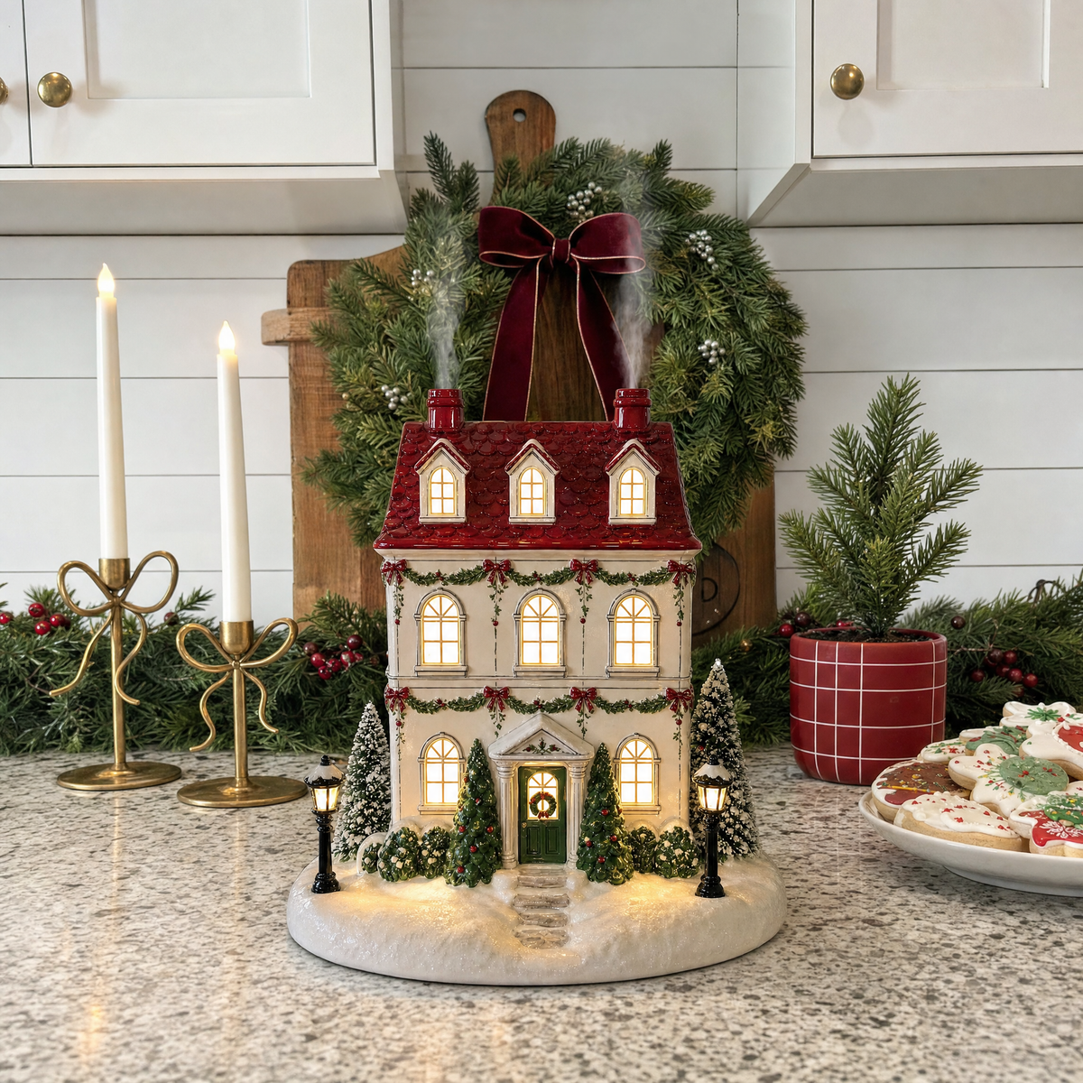 🎄 Light-Up Christmas House Diffuser – Cozy Mist, Warm Glow & Holiday Magic ✨🏠