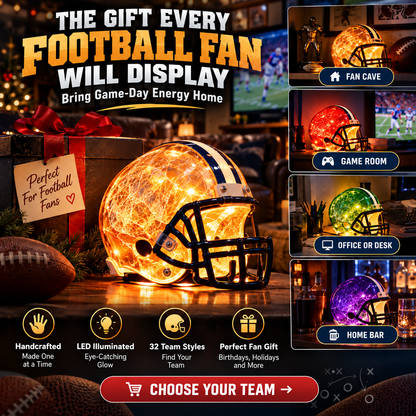 🏈 Handmade Football Helmet Lamp（Includes a random selection of team stickers 32 teams）