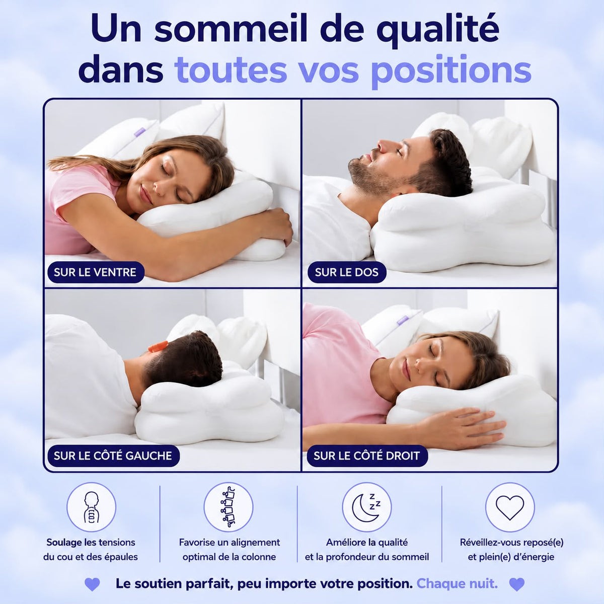 😴 Ergonomic Memory Foam Pillow – Neck & Shoulder Support for Better Sleep 🌙