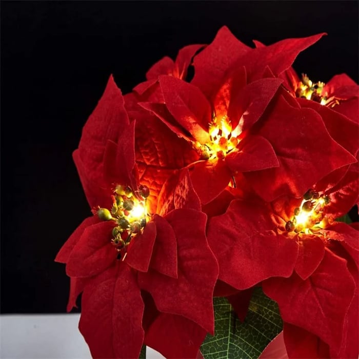 🎄✨ Christmas Poinsettia LED Garland String Lights