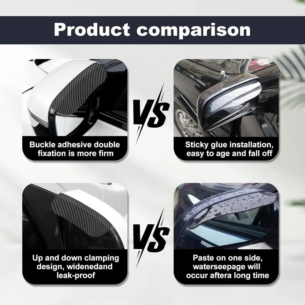 2PCS Car Side Mirror Rain Guards - Carbon Look ABS Visor Covers 🌧️