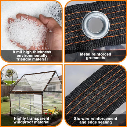 Clear Waterproof PETarp, TransparentOutdoor Cover With MetalGrommets