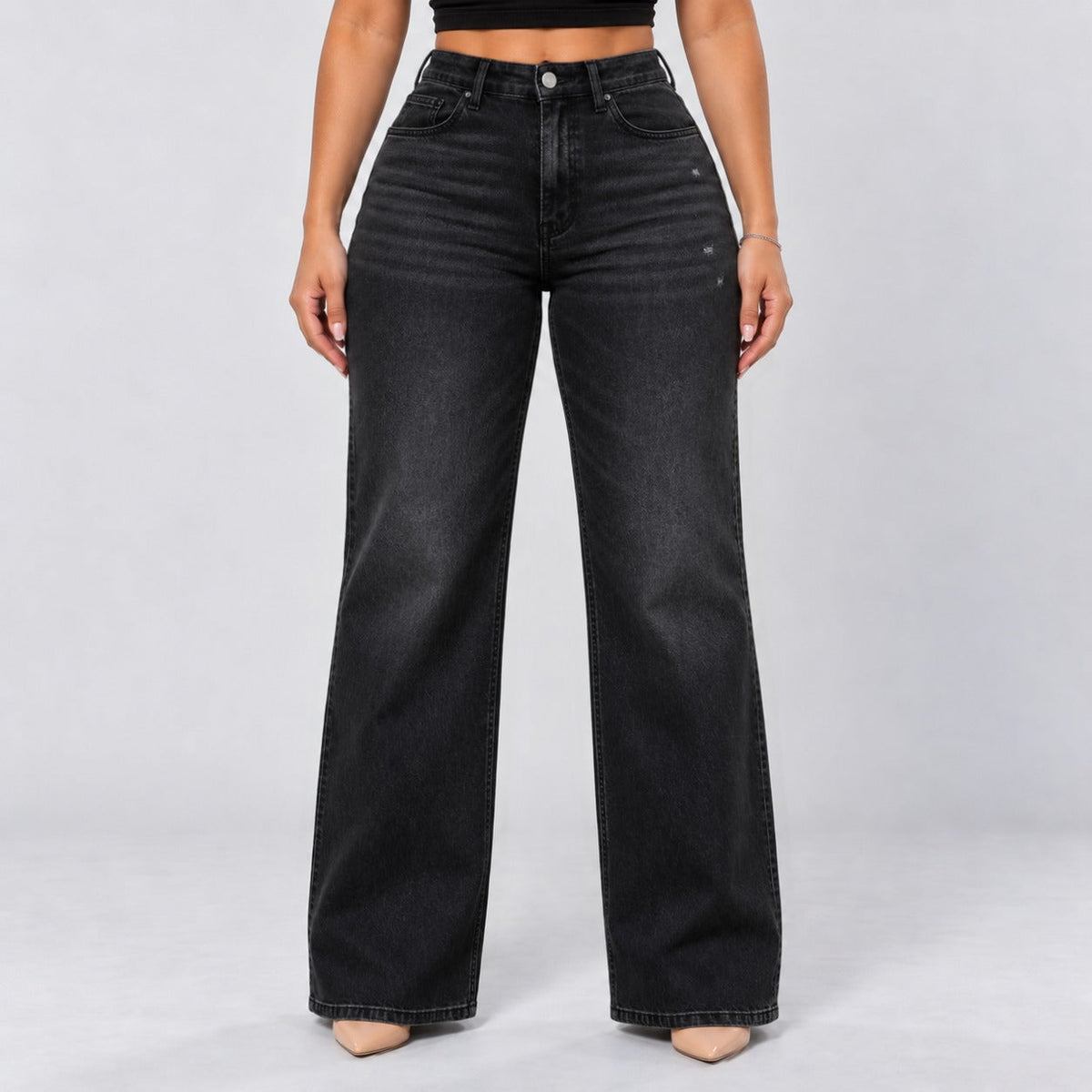Mid-Low Rise Stretch Wide-Leg Jeans