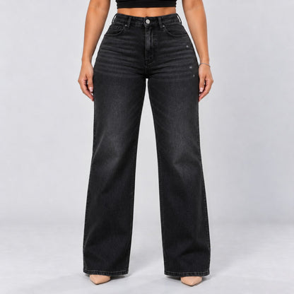 Mid-Low Rise Stretch Wide-Leg Jeans