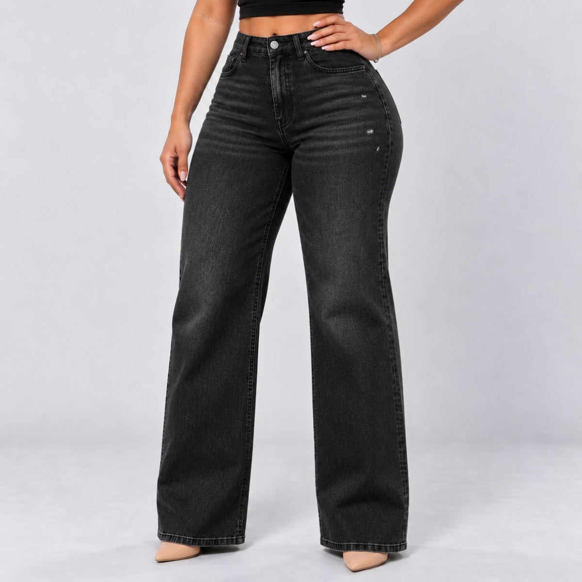 Mid-Low Rise Stretch Wide-Leg Jeans
