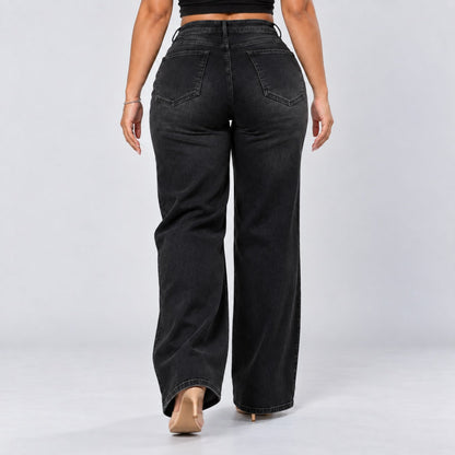 Mid-Low Rise Stretch Wide-Leg Jeans