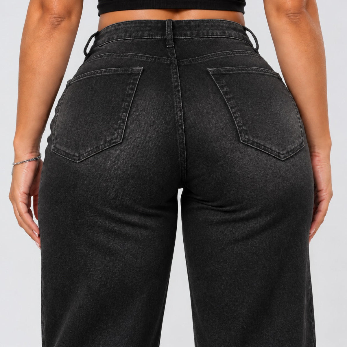 Mid-Low Rise Stretch Wide-Leg Jeans