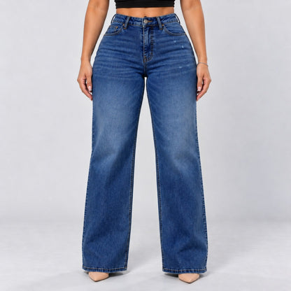 Mid-Low Rise Stretch Wide-Leg Jeans